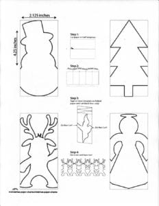 Template of snowman, tree, reindeer and angel to make a Christmas garland