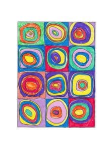 An example of abstract art using color and circles in the Wassily Kandinsky online art lesson