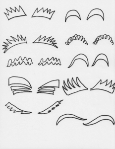 Eyebrows to print and cut out for paper bag puppets free online art lesson