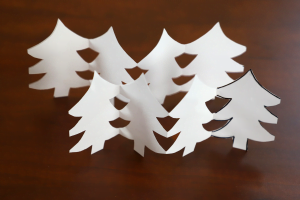Sample of cut out tree garland for the free online art lesson