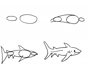 How to draw a shark from simple shapes printable directions for a free online art lesson