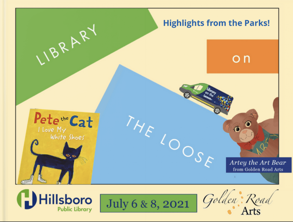 Online flyer for the Pete the Cat Library on the loose event