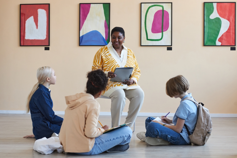 Kids exploring cultural diversity through art.